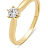 Geelgouden ring, 0.25 ct diamant, Hearts & Arrows