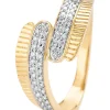 Geelgouden ring, 0.20 ct diamant, Caviar