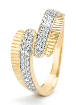 Geelgouden ring, 0.20 ct diamant, Caviar