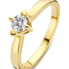 Geelgouden ring, 0.30 ct diamant, Hearts & Arrows