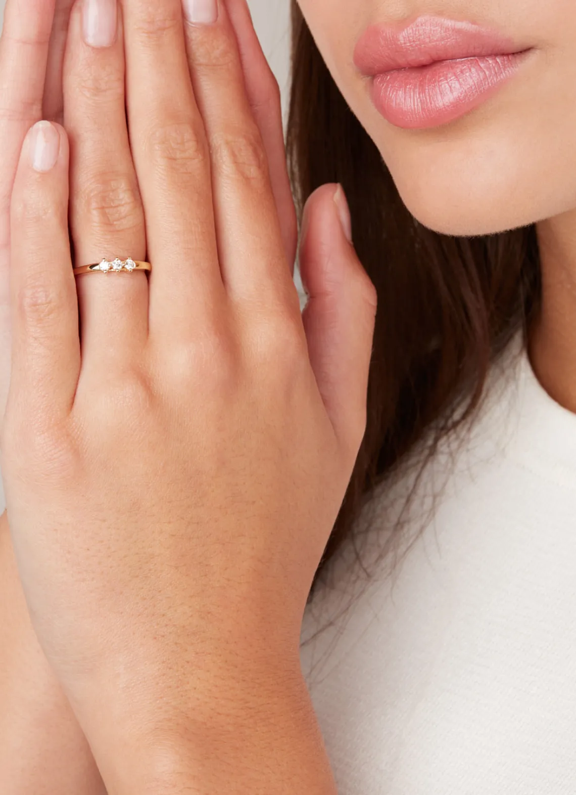 Geelgouden ring, 0.15 ct diamant, Hearts & Arrows