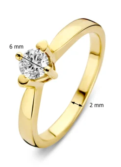 Geelgouden ring, 0.30 ct diamant, Hearts & Arrows