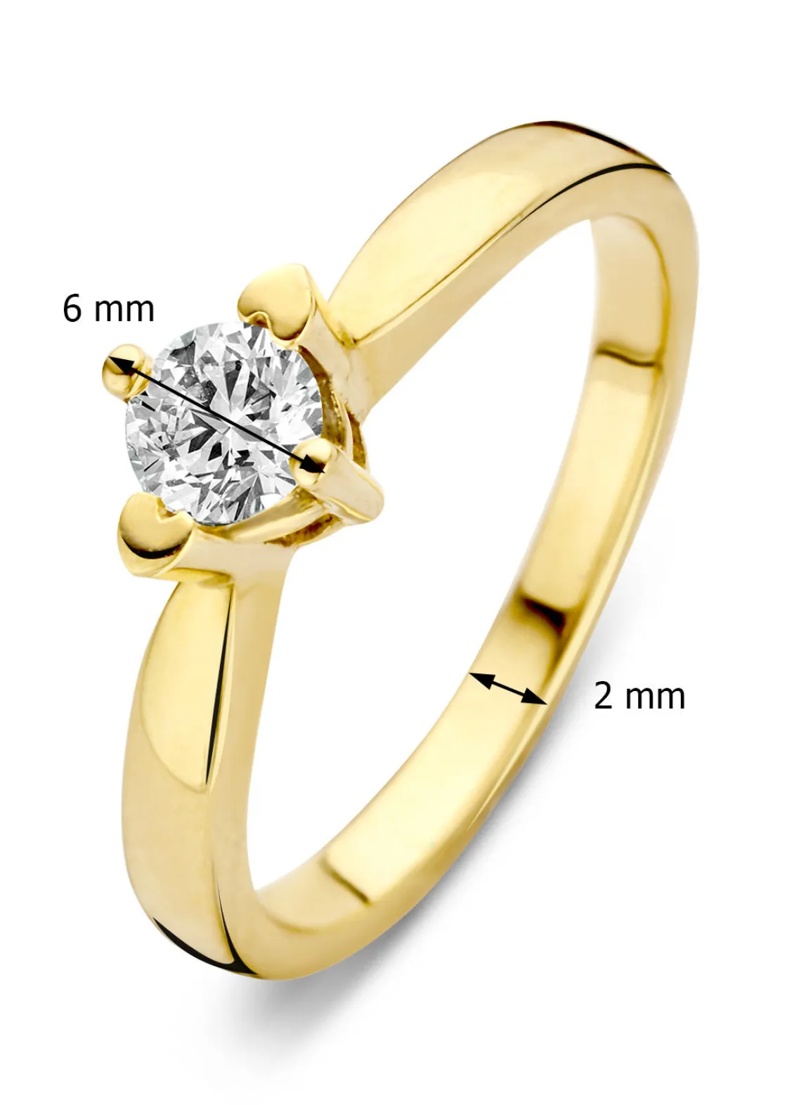 Geelgouden ring, 0.30 ct diamant, Hearts & Arrows