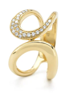 Geelgouden ring, 0.12 ct diamant, Like a star