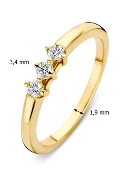 Geelgouden ring, 0.15 ct diamant, Hearts & Arrows