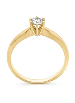 Geelgouden ring, 0.25 ct diamant, Hearts & Arrows