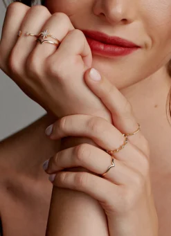 Geelgouden ring, 0.03 ct diamant, Cosmic