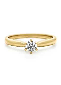 Geelgouden ring, 0.25 ct diamant, Hearts & Arrows