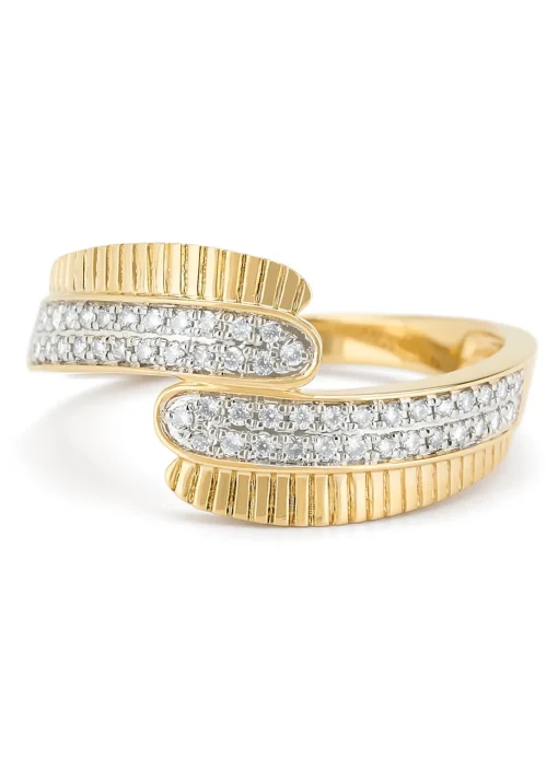 Geelgouden ring, 0.20 ct diamant, Caviar