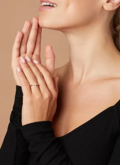 Geelgouden ring, 0.25 ct diamant, Hearts & Arrows