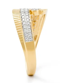 Geelgouden ring, 0.20 ct diamant, Caviar