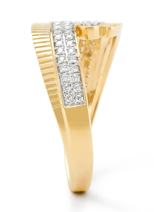 Geelgouden ring, 0.20 ct diamant, Caviar