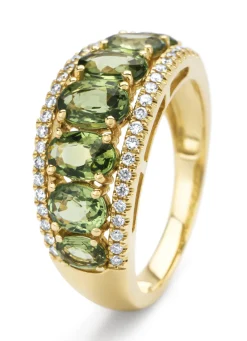 Geelgouden ring, 3.14 ct groene saffier, Eden