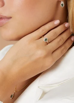 Geelgouden ring, 0.60 ct groene saffier, Eden