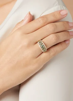 Geelgouden ring, 3.14 ct groene saffier, Eden