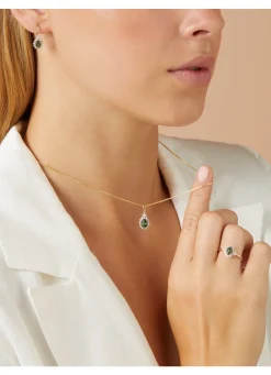 Geelgouden ring, 0.60 ct groene saffier, Eden