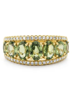 Geelgouden ring, 3.14 ct groene saffier, Eden
