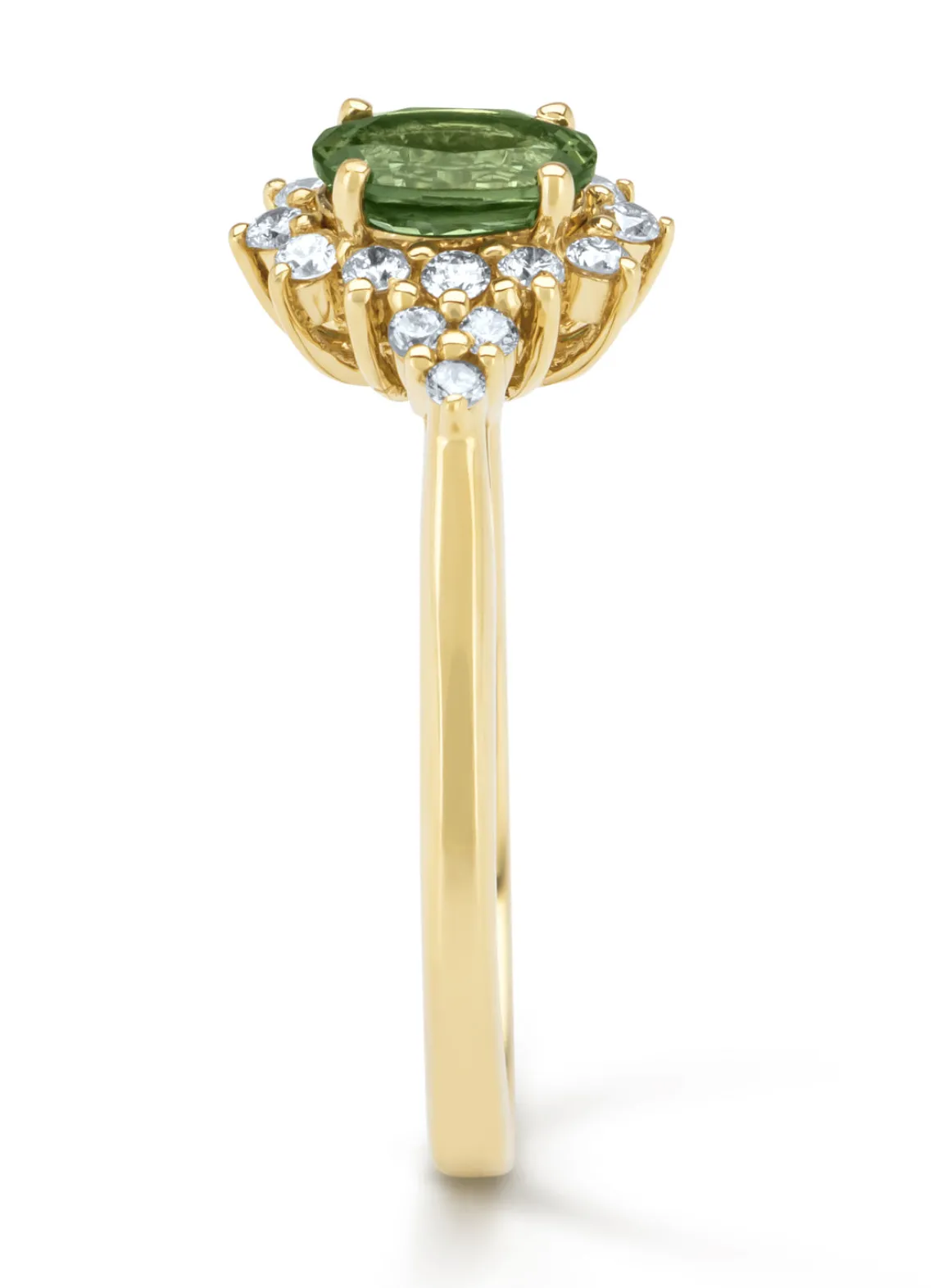 Geelgouden ring, 0.60 ct groene saffier, Eden