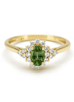 Geelgouden ring, 0.60 ct groene saffier, Eden