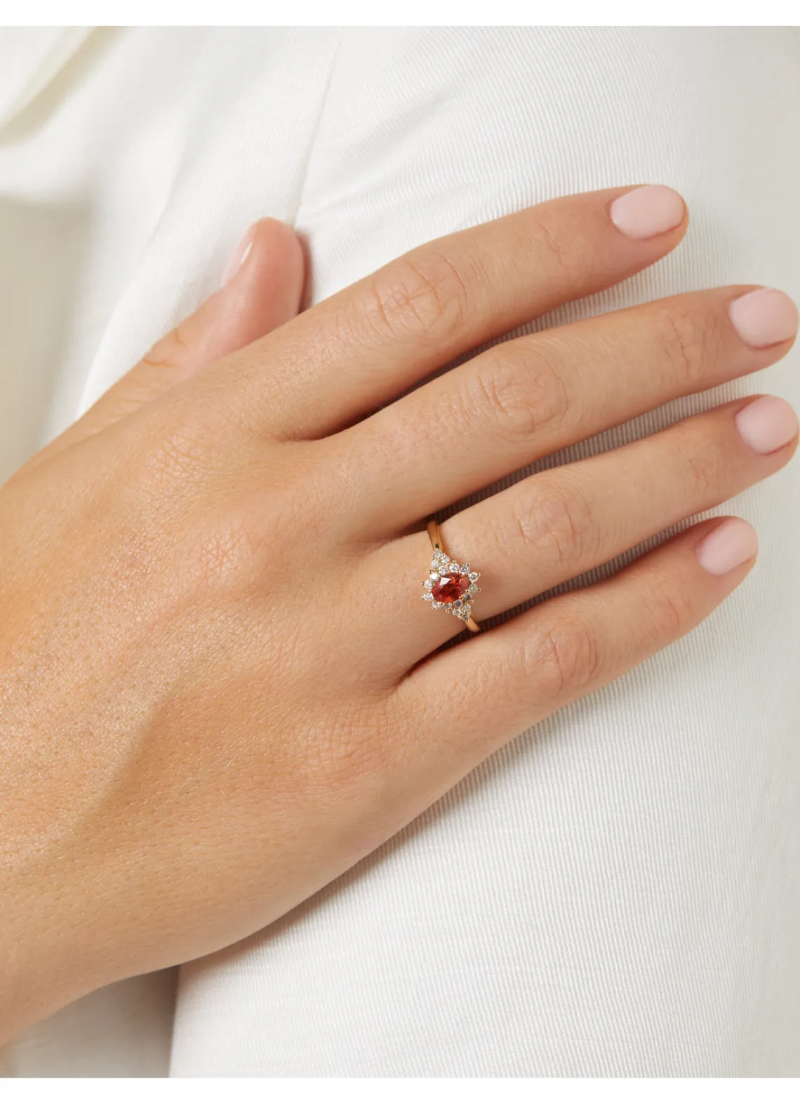 Geelgouden ring, 0.60 ct oranje saffier ( bew, Eden