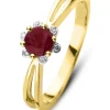 Geelgouden ring, 0.44 ct robijn, Empress