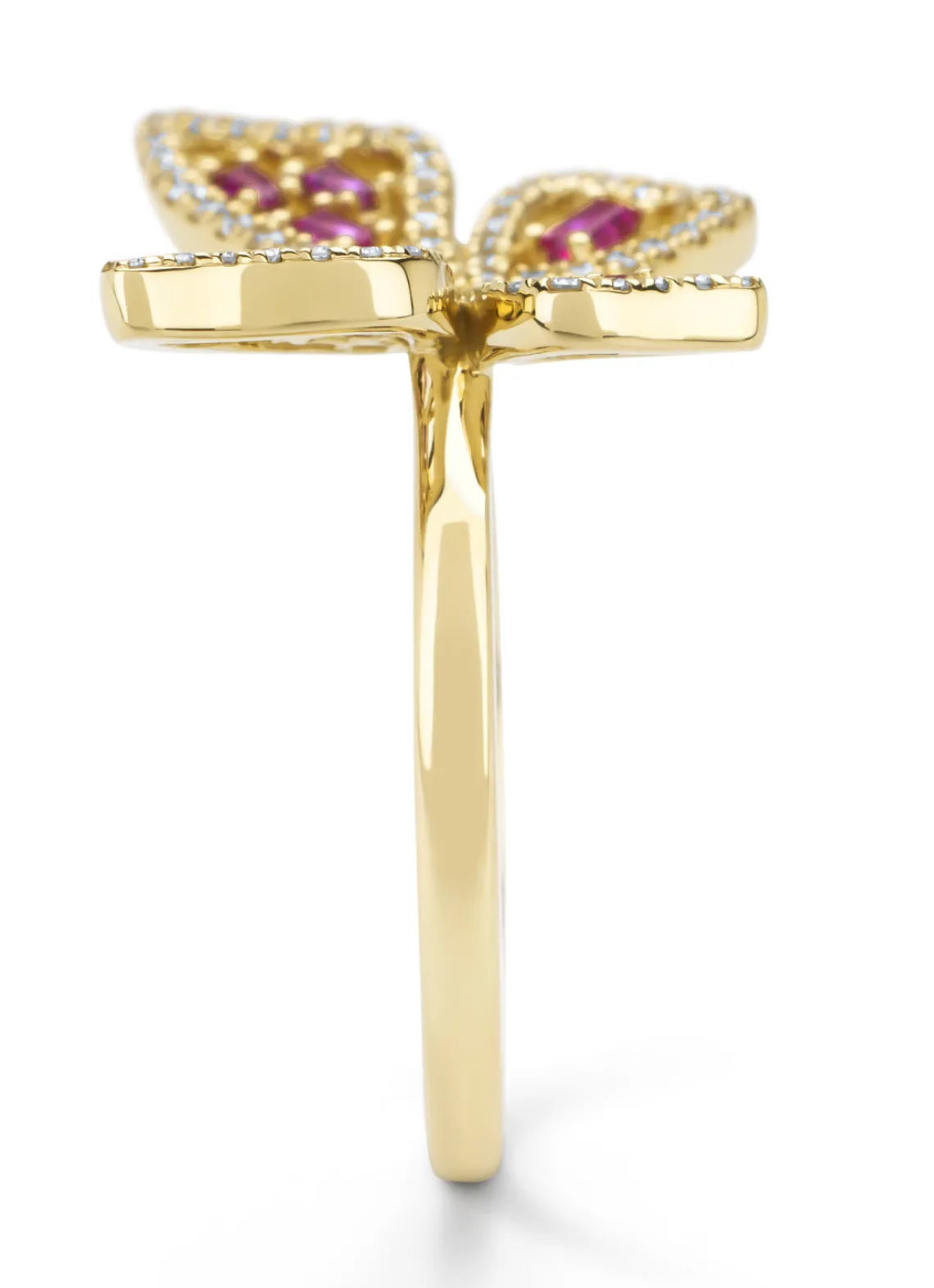Geelgouden ring, 0.19 ct roze saffier, Butterfly Kisses