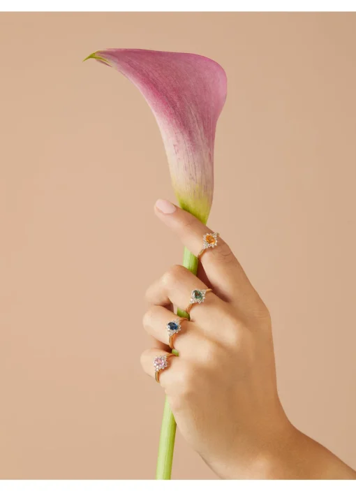 Geelgouden ring, 0.60 ct roze saffier, Eden