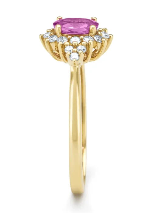 Geelgouden ring, 0.60 ct roze saffier, Eden