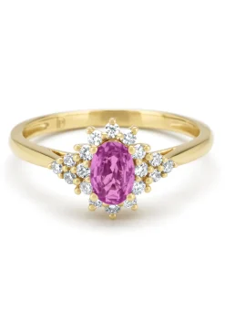 Geelgouden ring, 0.60 ct roze saffier, Eden