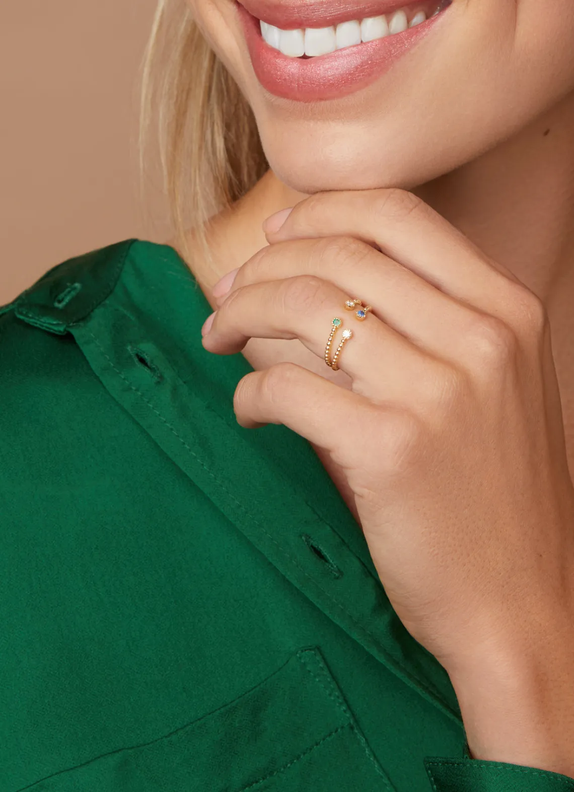 Geelgouden ring, 0.04 ct smaragd, Joy