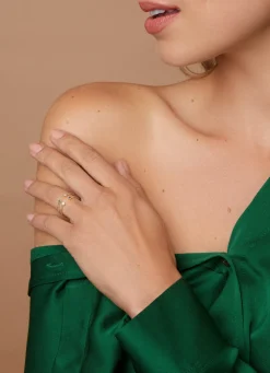 Geelgouden ring, 0.08 ct smaragd, Joy