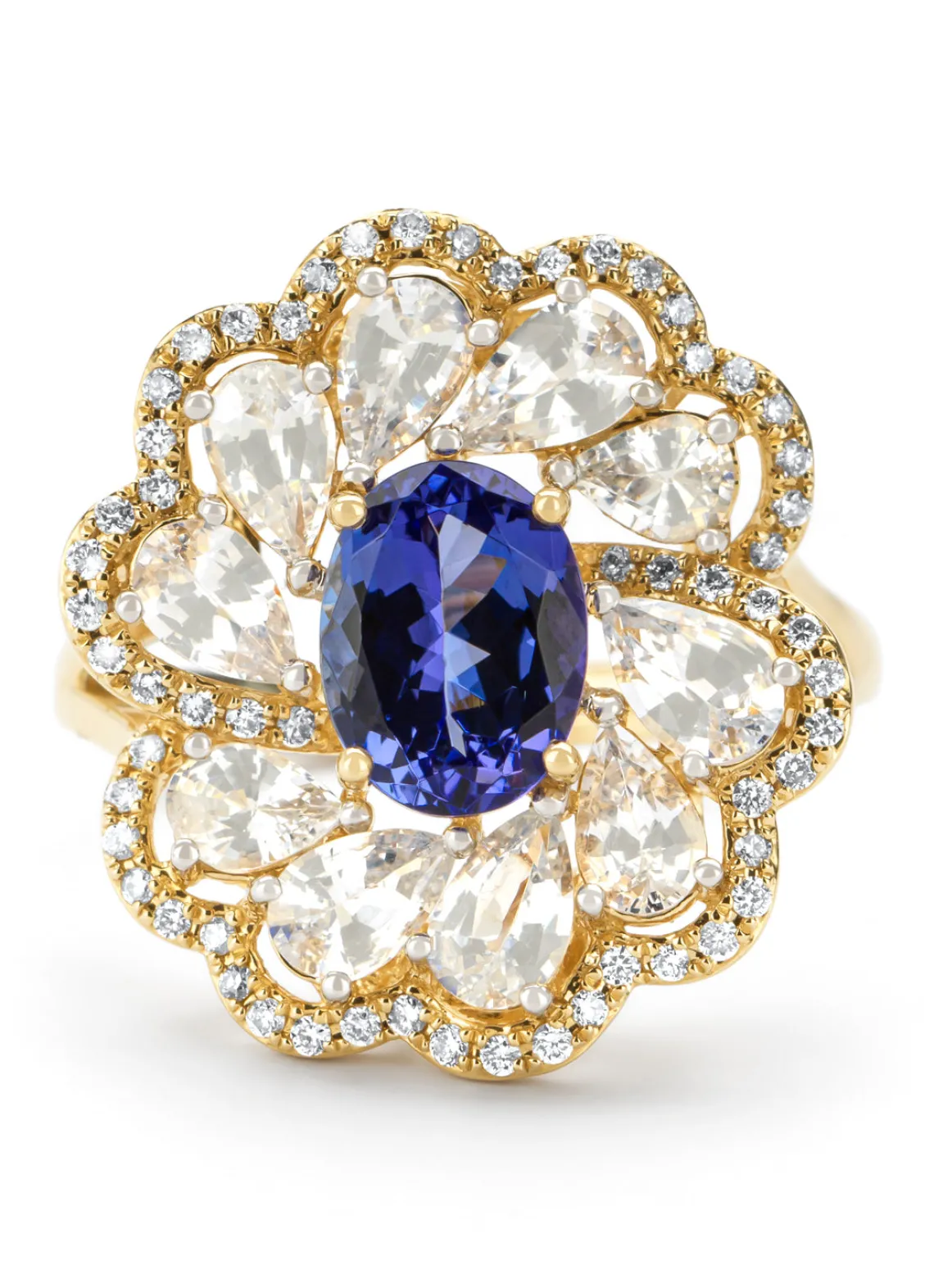 Geelgouden ring, 1.54 ct tanzaniet, Gallery