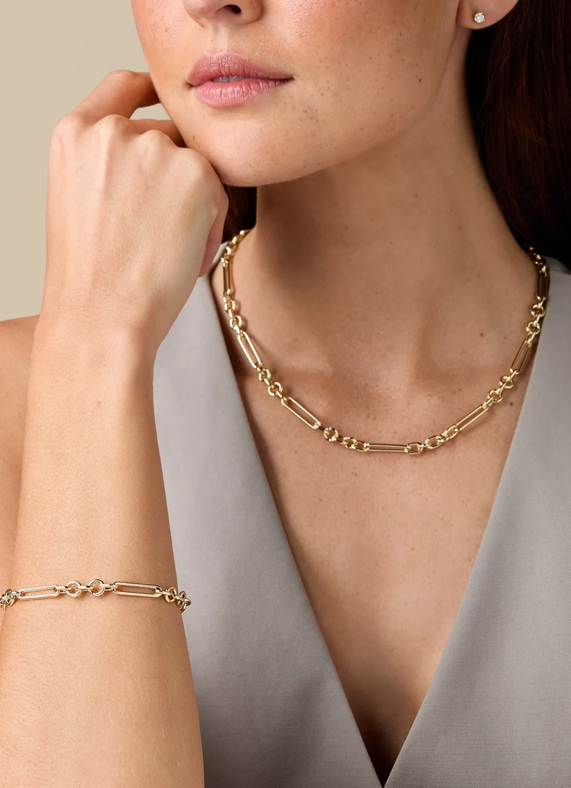 Geelgouden schakelarmband Timeless Treasures 19 cm