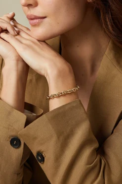 Geelgouden schakelarmband Timeless Treasures 19 cm