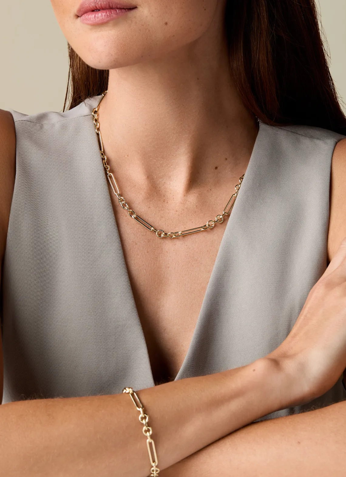 Geelgouden schakelarmband Timeless Treasures 19 cm