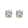 Geelgouden solitair oorstekers, 0.18 ct diamant, Groeibriljant