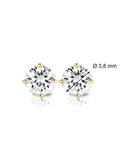 Geelgouden solitair oorstekers, 0.44 ct diamant, Groeibriljant