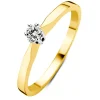 Geelgouden solitairring, 0.04 ct diamant, Groeibriljant