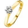 Geelgouden solitairring, 0.24 ct diamant, Groeibriljant