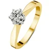 Geelgouden solitairring, 0.46 ct diamant, Groeibriljant