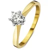 Geelgouden solitairring, 0.59 ct diamant, Groeibriljant