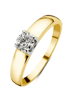Geelgouden solitairring, 0.60 ct diamant, Groeibriljant