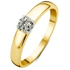 Geelgouden solitairring, 0.23 ct diamant, Groeibriljant