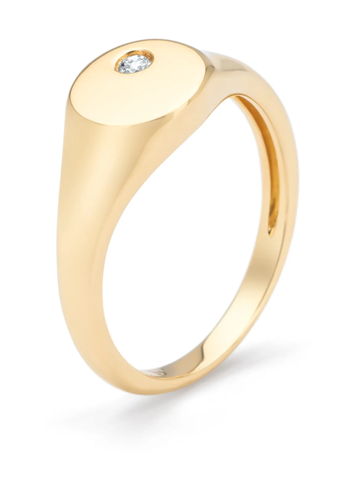 Geelgouden zegelring, 0.03 ct diamant, Timeless Treasures