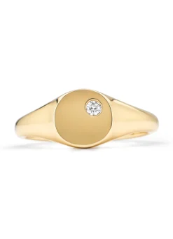 Geelgouden zegelring, 0.03 ct diamant, Timeless Treasures