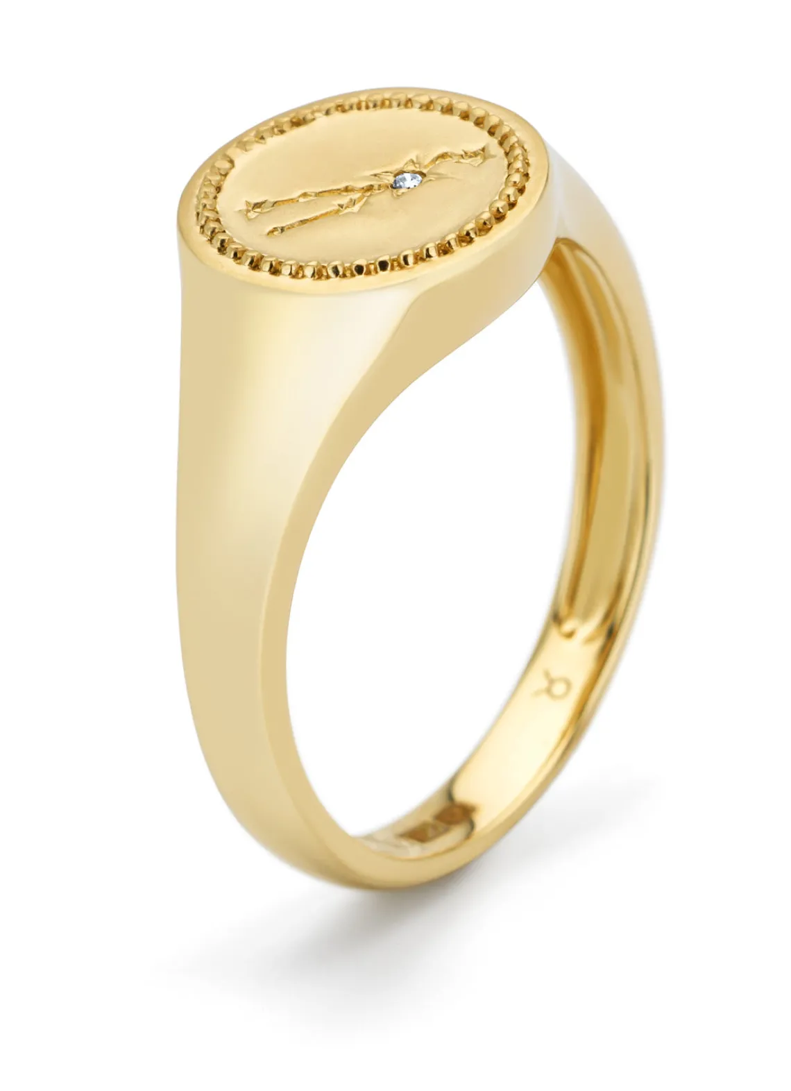 Geelgouden zegelring, Zodiac-Taurus (Stier)