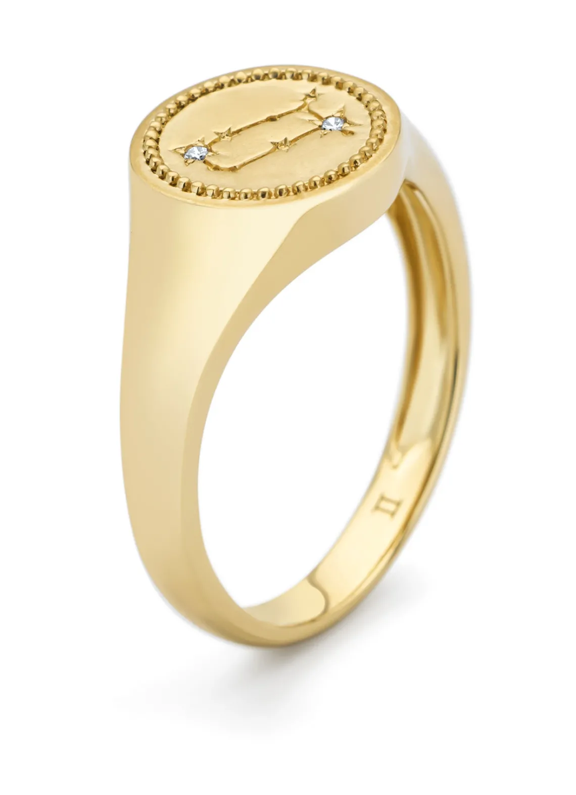 Geelgouden zegelring, Zodiac-Gemini (Tweeling)