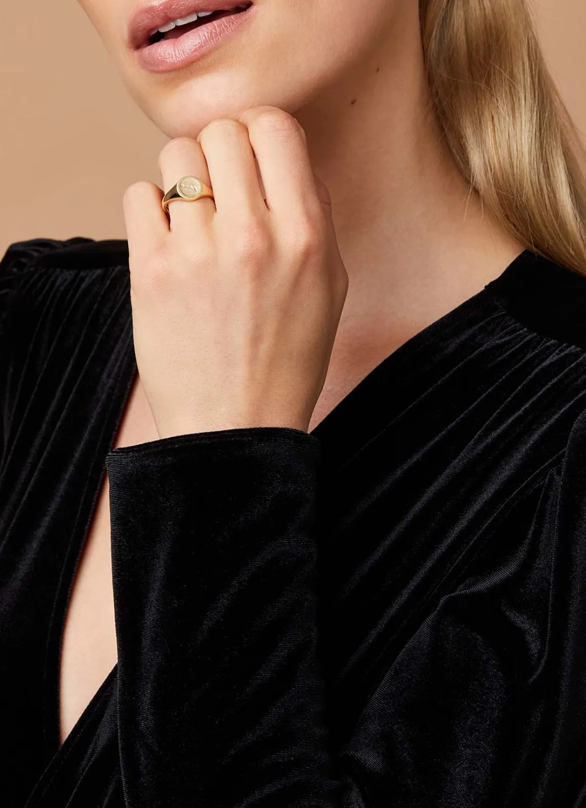 Geelgouden zegelring, Zodiac-Libra (Weegschaal)