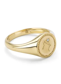Geelgouden zegelring, Zodiac-Libra (Weegschaal)