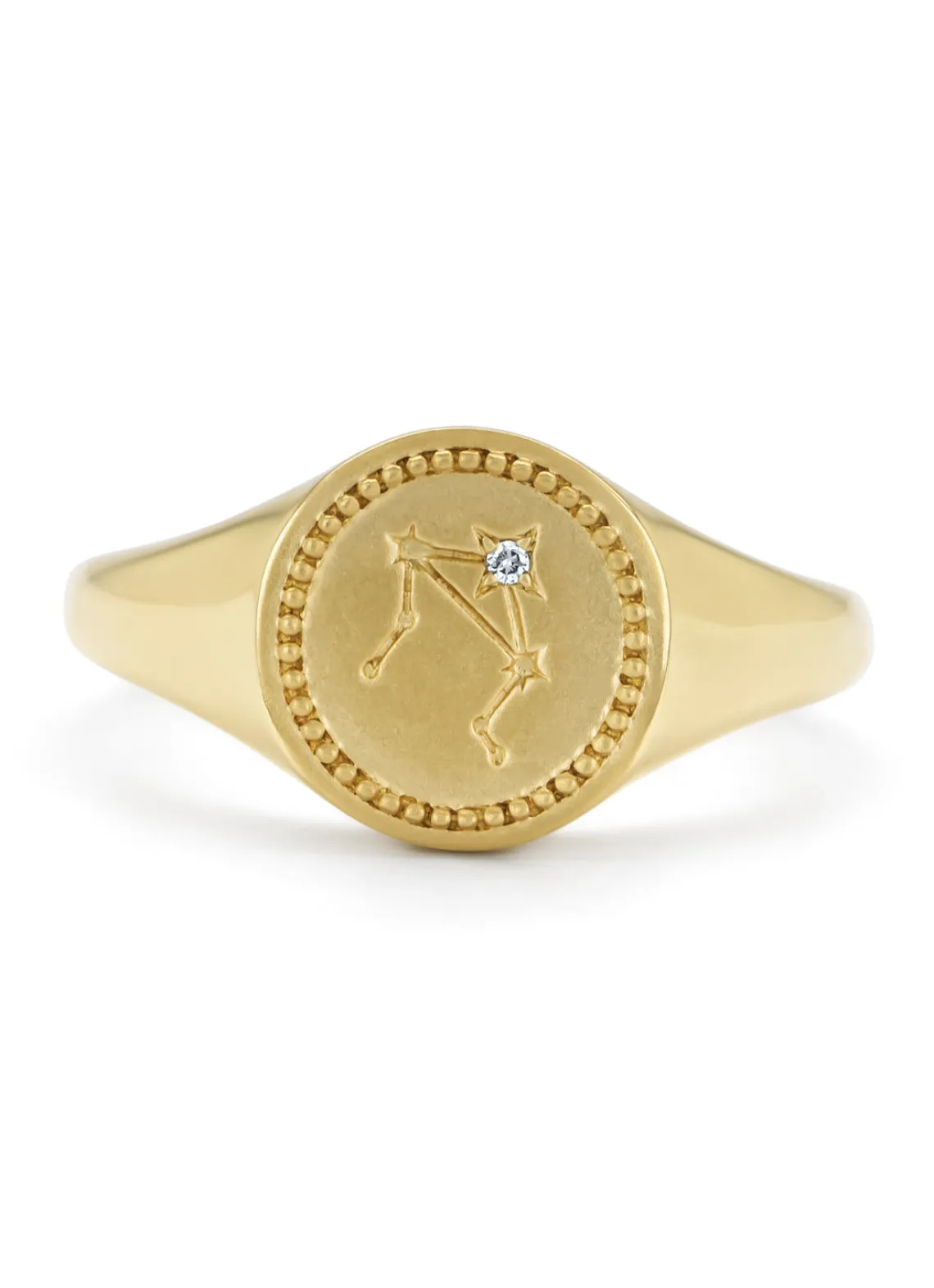 Geelgouden zegelring, Zodiac-Libra (Weegschaal)